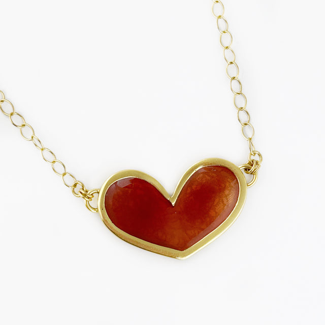 Golden Pink Heart Pendant Necklace
