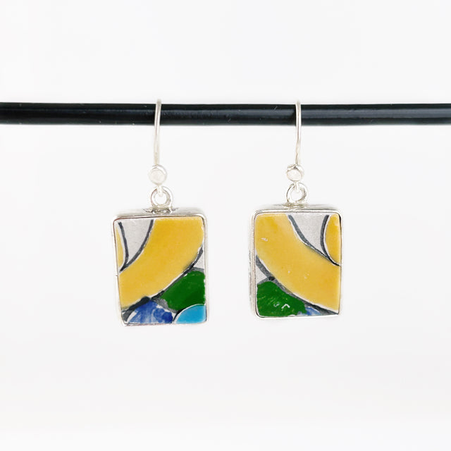 Yellow+ Green Talavera Tile Earrings