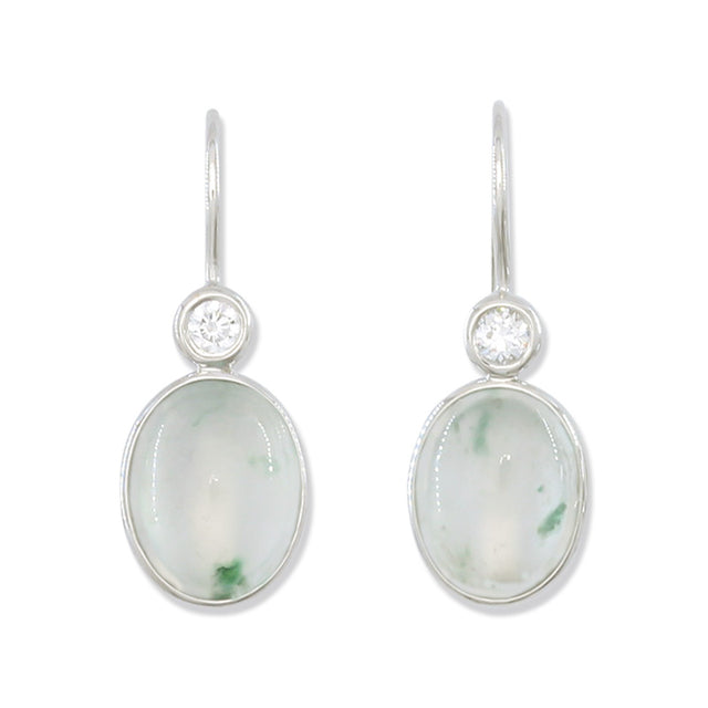 Ice Jade w/Green Spot Earrings