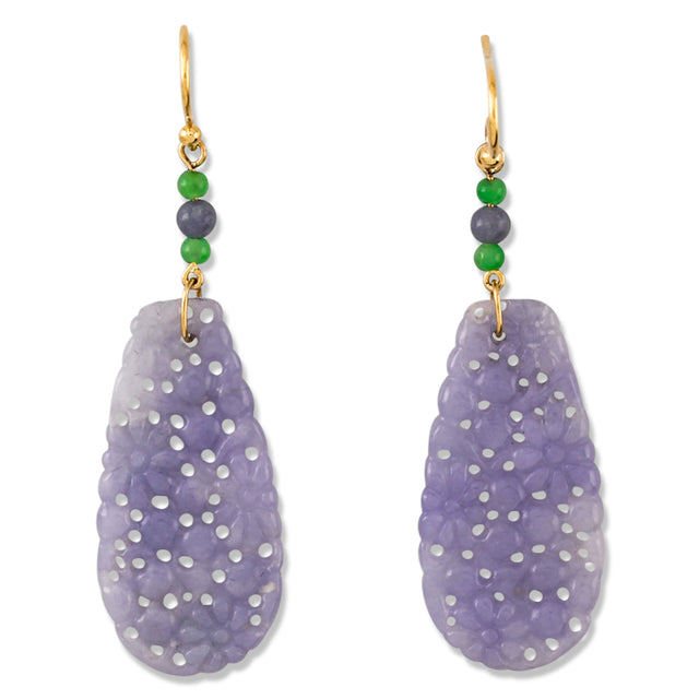 Carved Lavender Jade Earrings