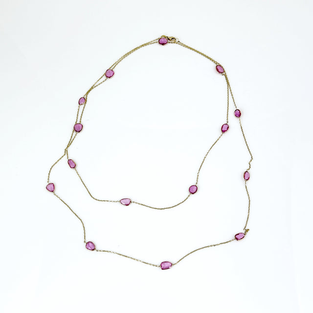 Pink Sapphire Station Necklace