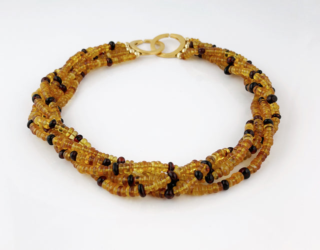 Baltic Amber Bead Torsade Necklace
