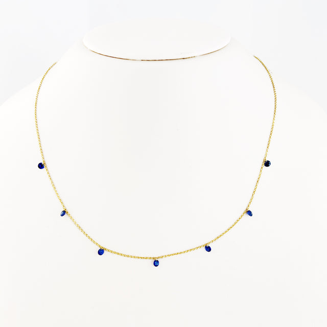 Blue Sapphire Drilled Drops Necklace