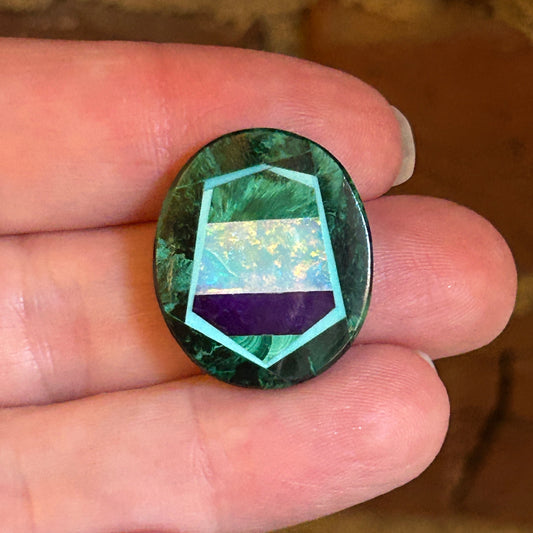 Unset Oval Intarsia Pendant