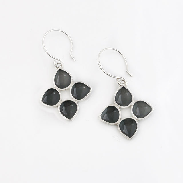 Grey Four Petal Earrings