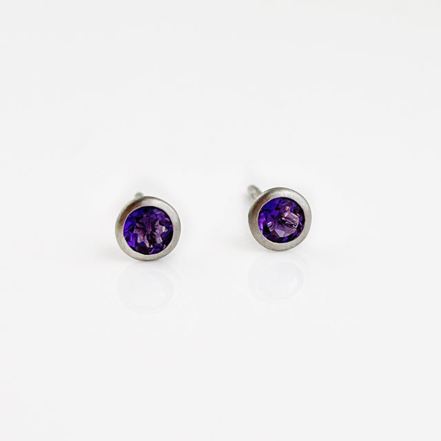 Round Amethyst Earrings