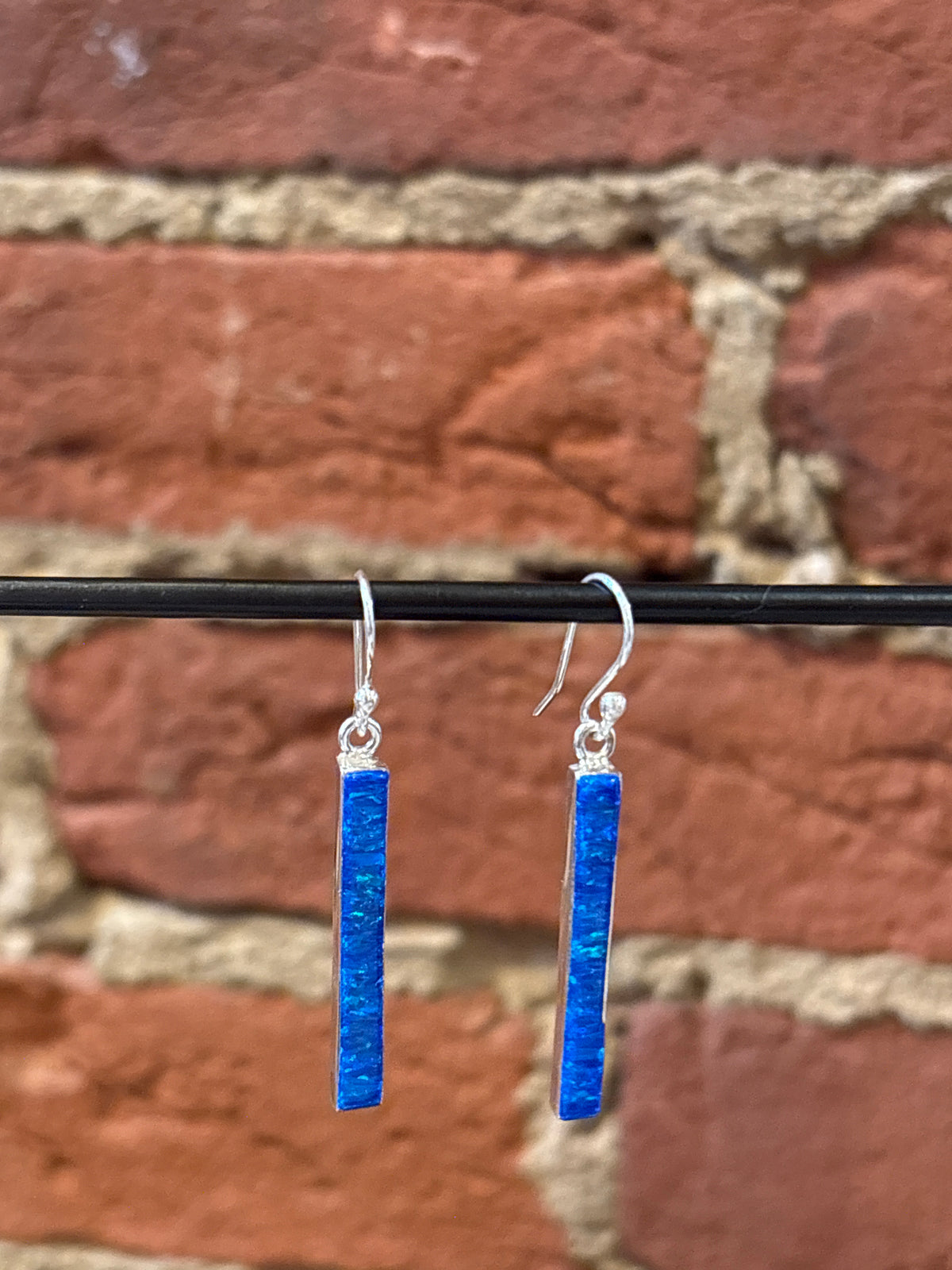 Dark Blue Opal Column Earrings