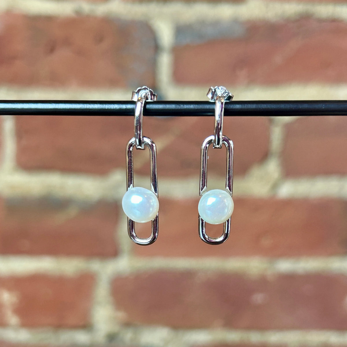 Pearl + Paperclip Earrings