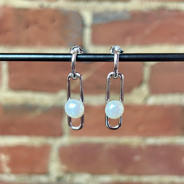 Pearl + Paperclip Earrings