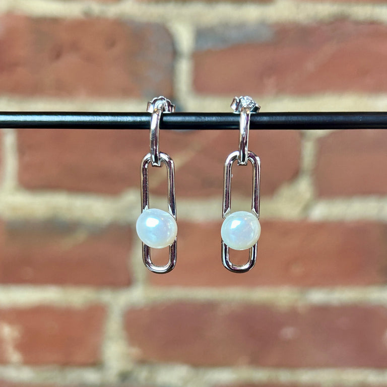 Pearl + Paperclip Earrings