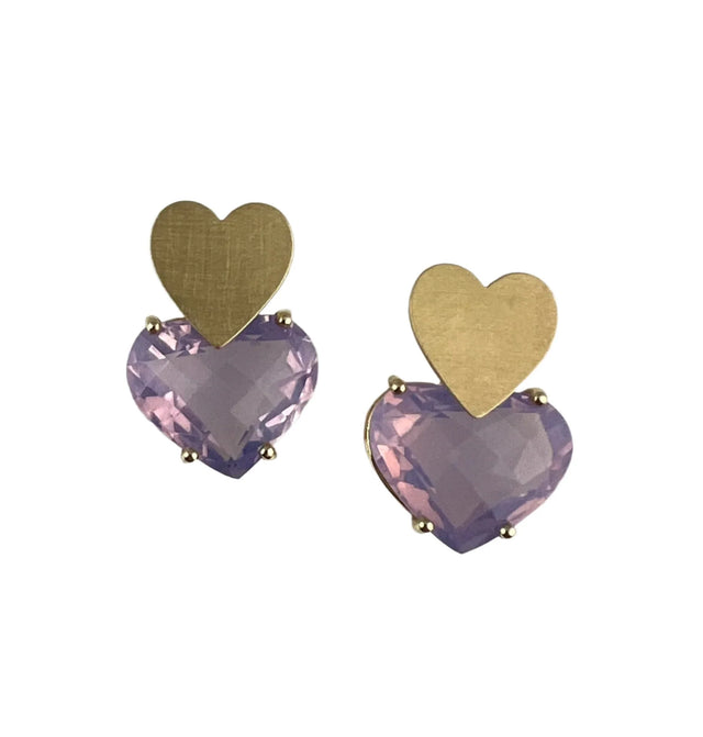 Opalescent Amethyst Heart Earrings