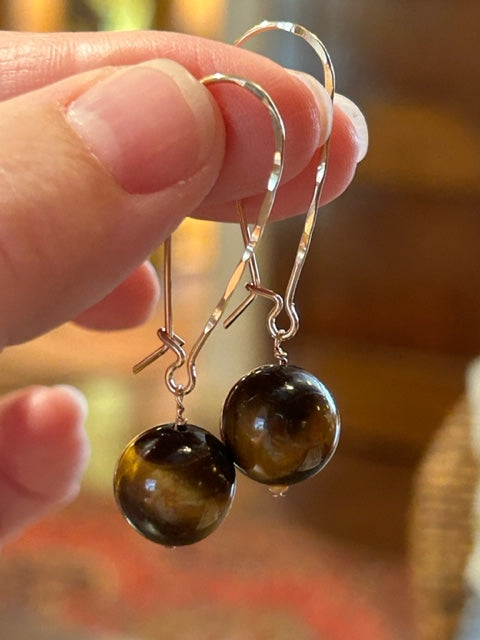 Tigers Eye Bead Earrings