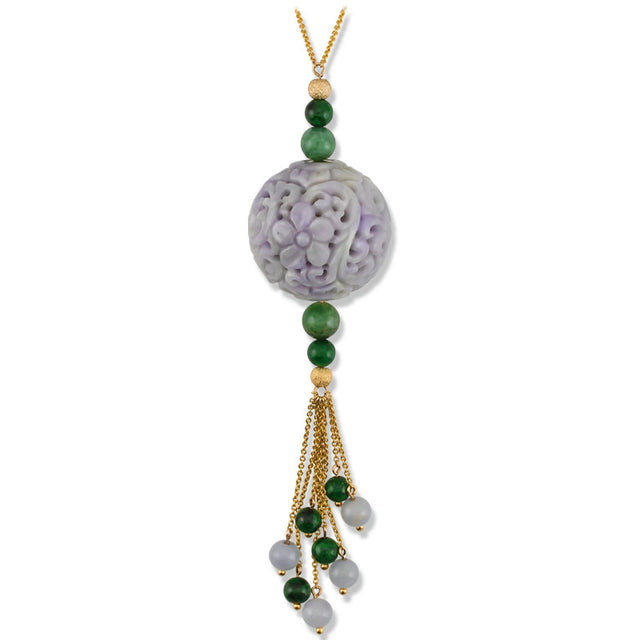 Carved Lavender Jade Necklace