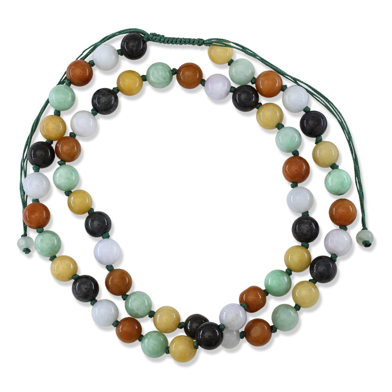 Rainbow Jadeite Jade Bead Necklace