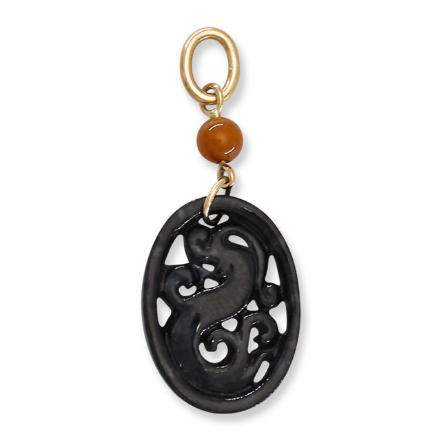 Dark Grey Jade Dragon Pendant