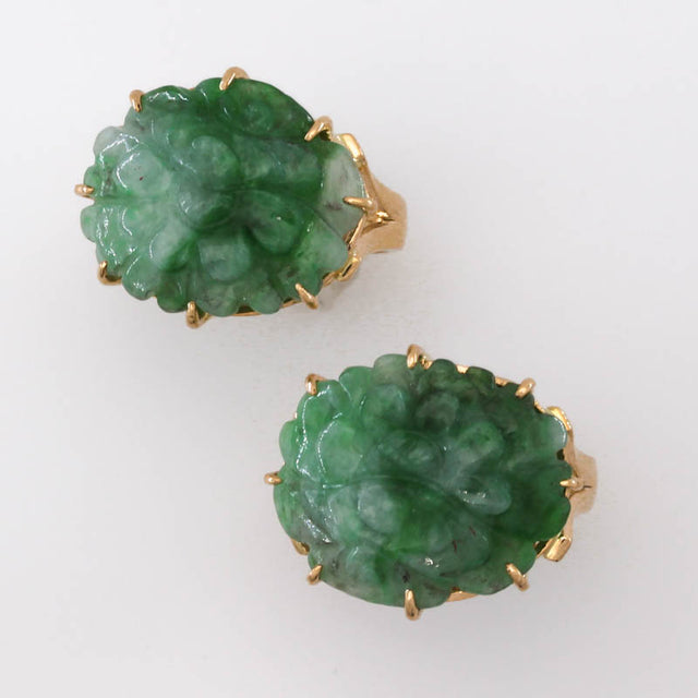 Carved Green Jade Ring