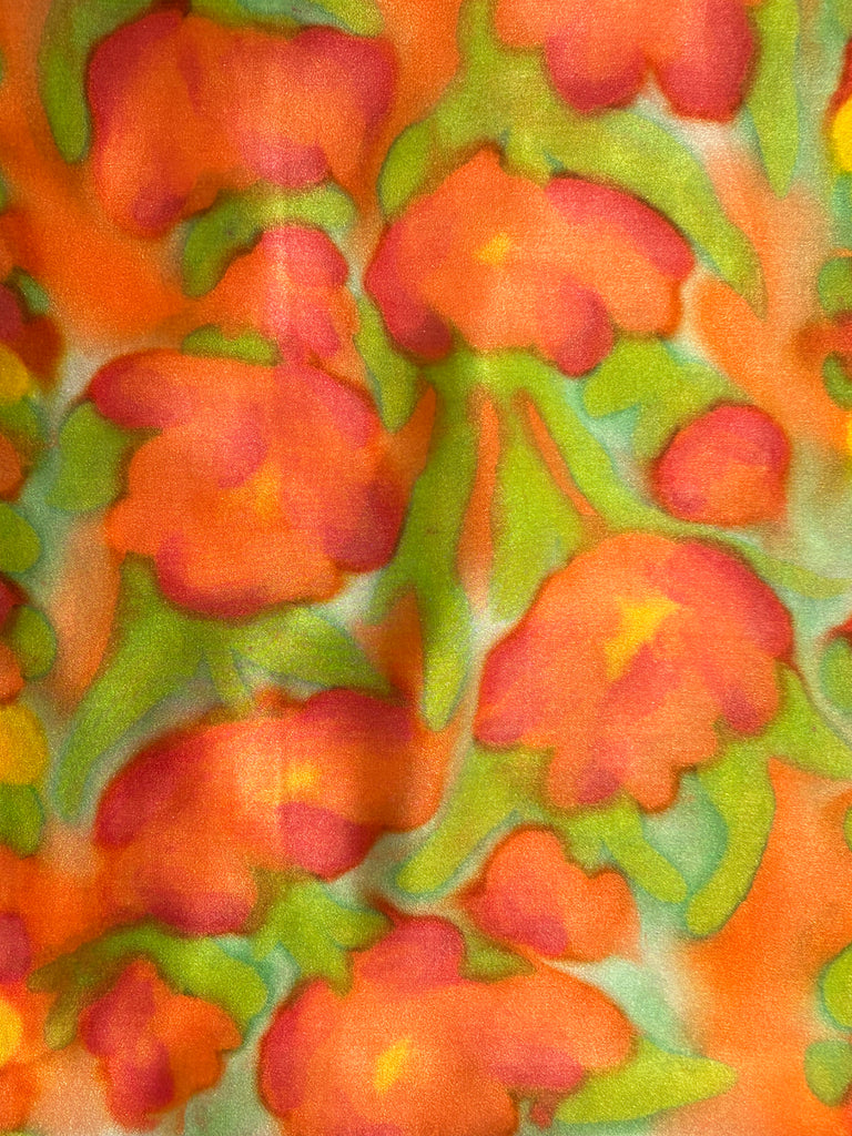 Orange Daisies + Dots Silk Scarf