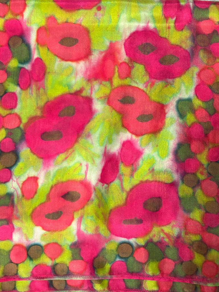 Red Poppies + Dots Silk Scarf