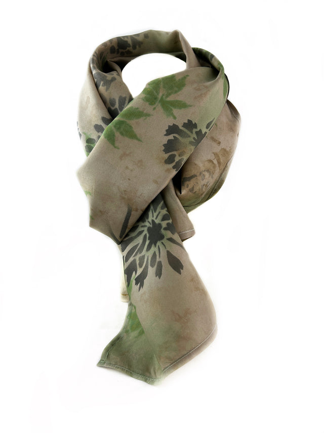 Agapanthus + Maple Leaves Silk Scarf