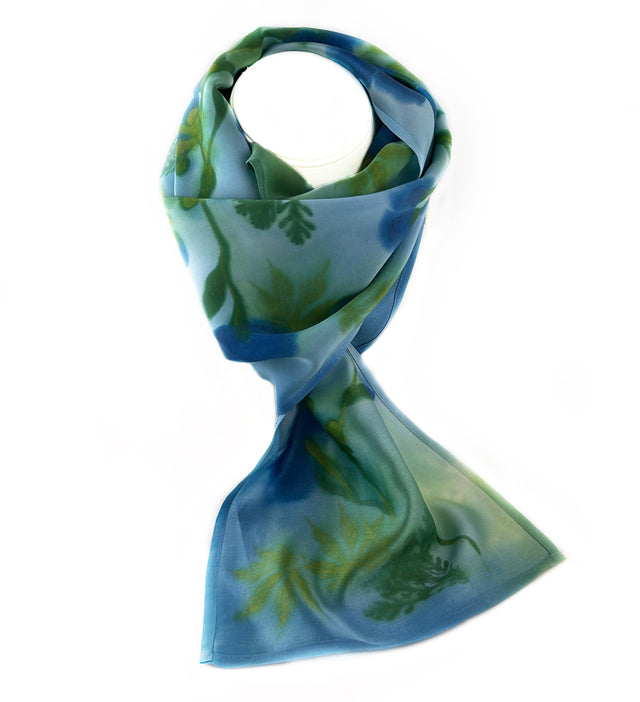 Blue Poppies Silk Scarf