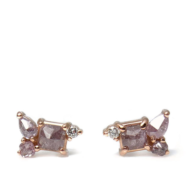 Natural Pink Orapa Botswana Diamond Earrings