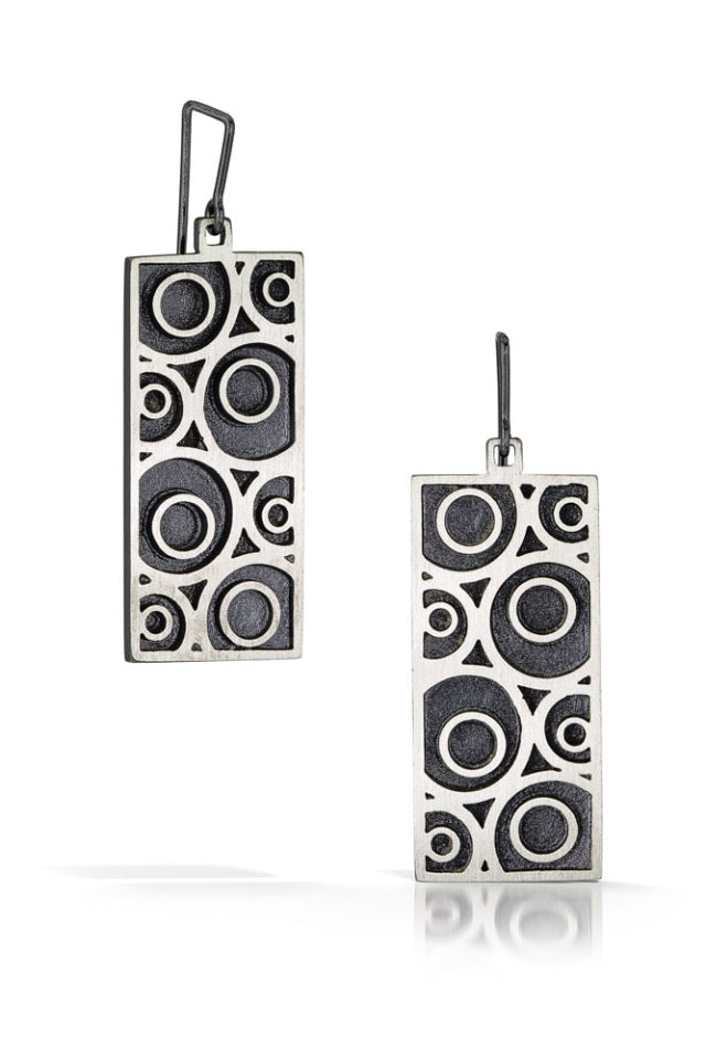 Ripple earrings in shadow finish on drop wires by Bree Richey.