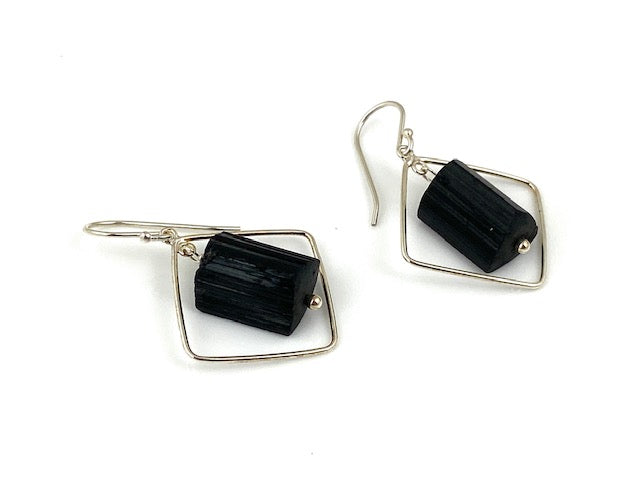 Black tourmaline crystals on Sterling silver wires made by EAT Gallery!!!