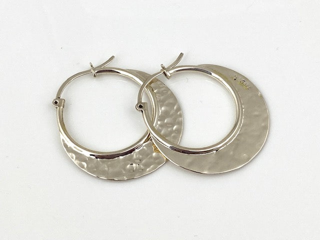 Mostly Sweet Jewelry Handmade Hammered Silver Hoop Earrings
