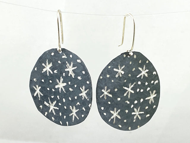 Punched Stars Disk Earrings