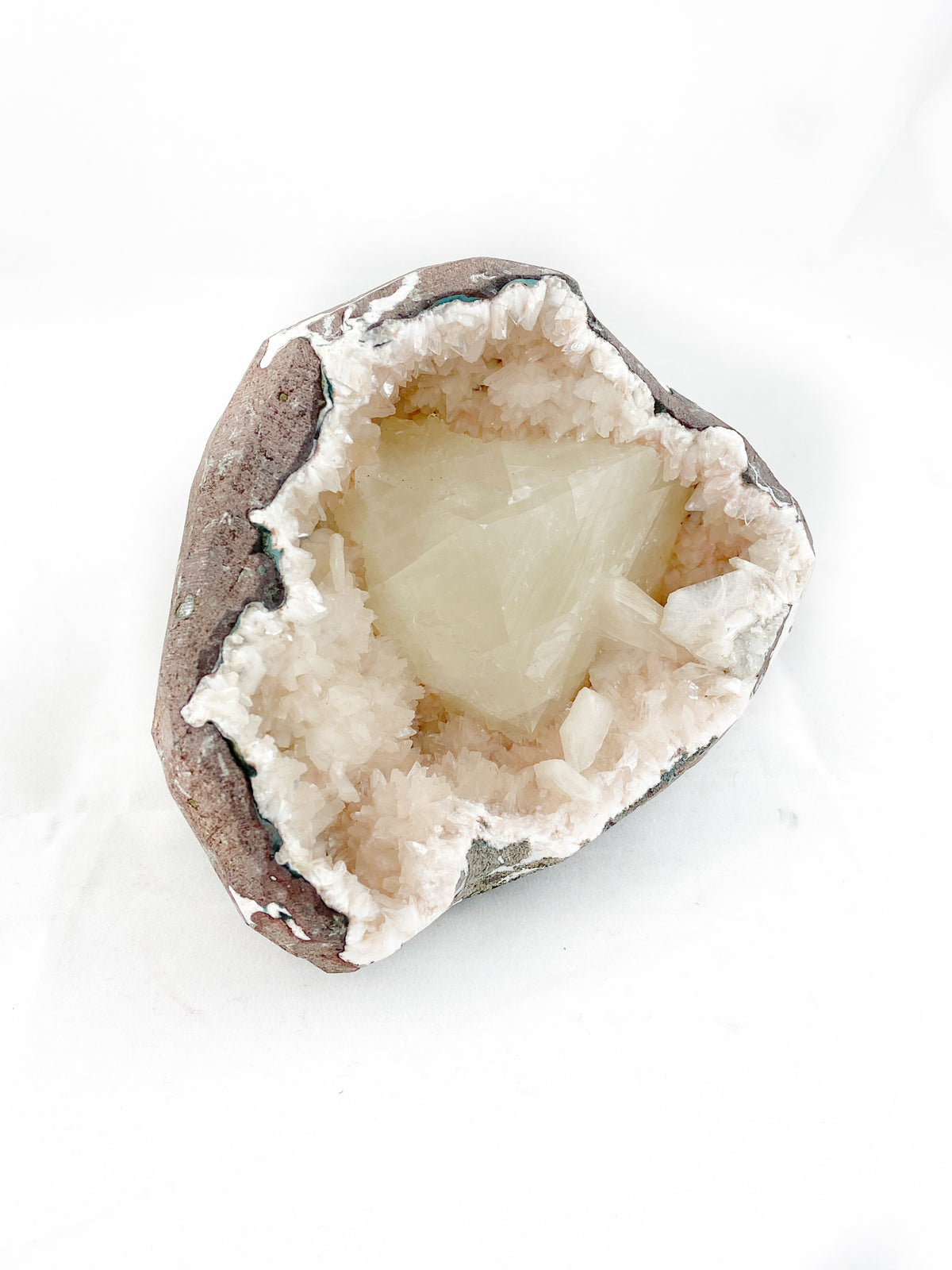 Calcite in Heulandite Geode