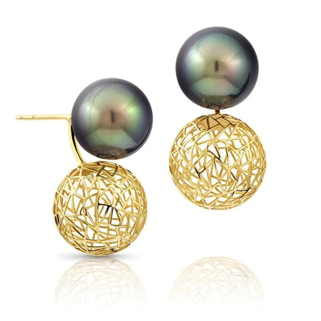 Tahitian Pearl + Bubble Earrings