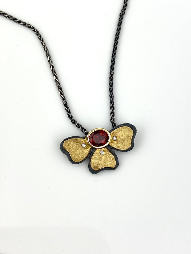 Sunstone Half-Flower Pendant