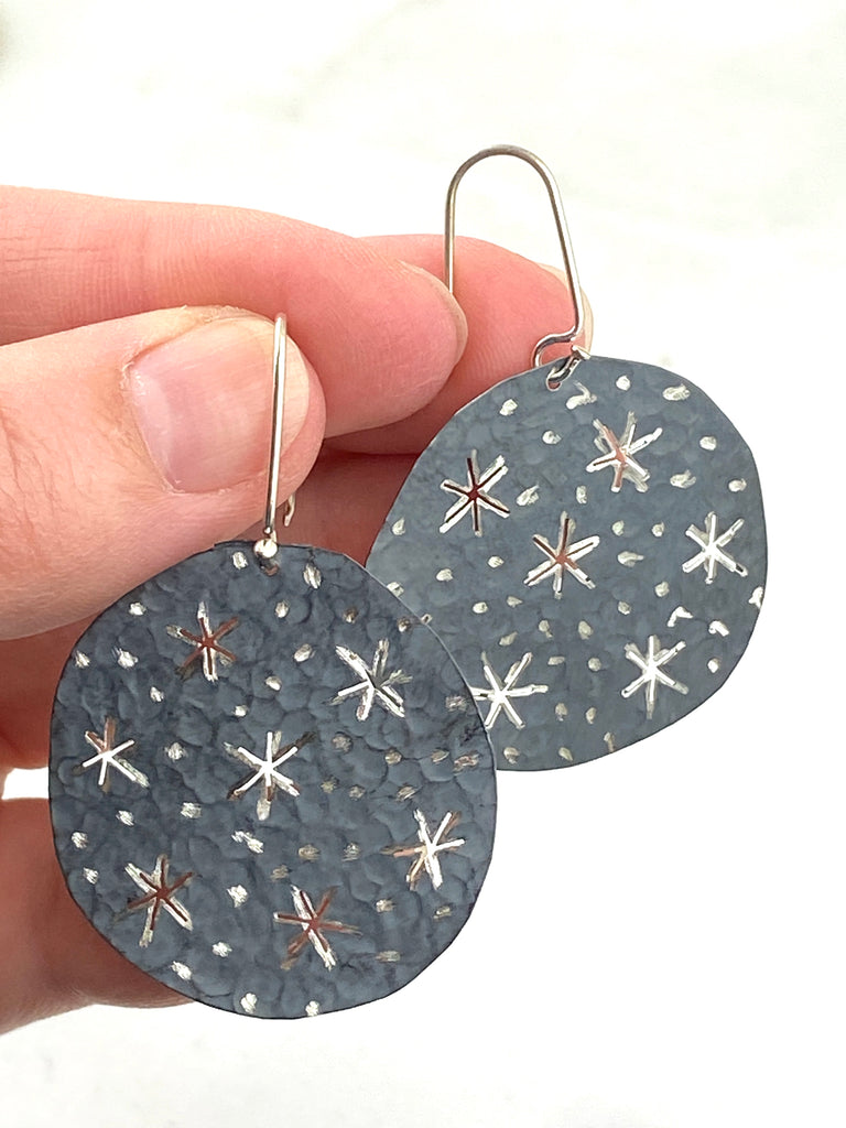 Punched Stars Disk Earrings