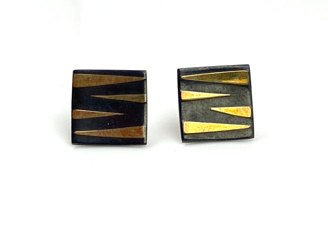 Square Tiger Strip Stud Earrings