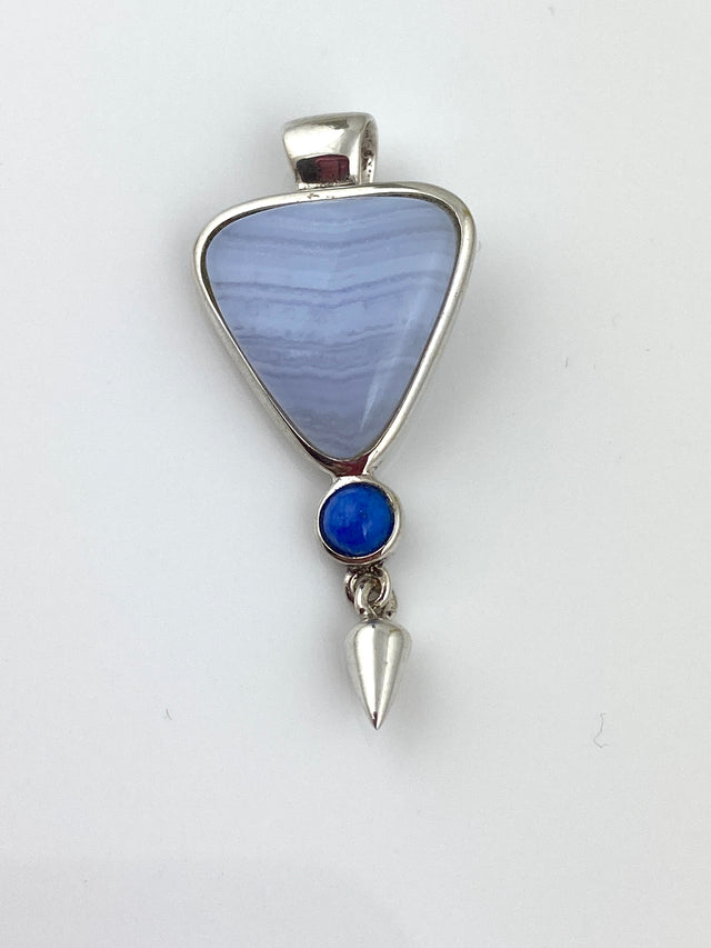 Blue Lace Agate Triangle Pendant