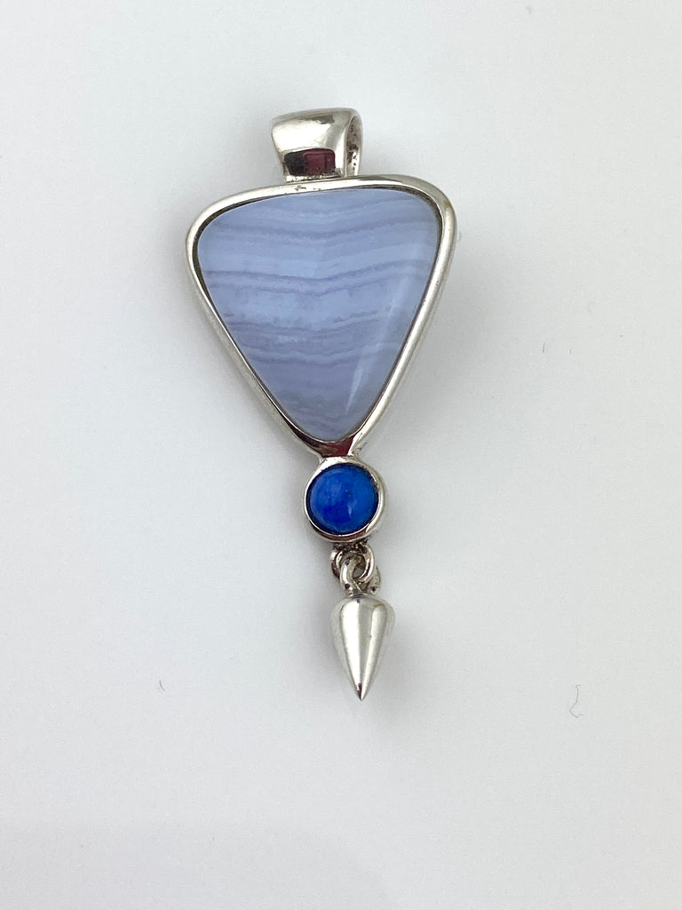 Blue Lace Agate Triangle Pendant