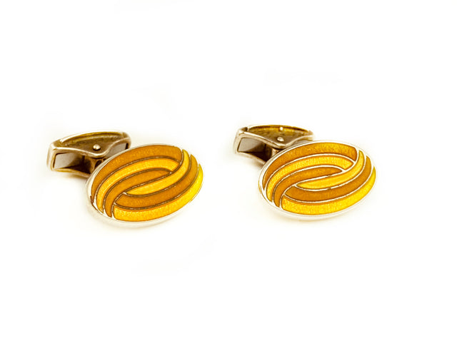 Brixton + Gill Hand Enameled Sterling Oval Swirl Cufflinks