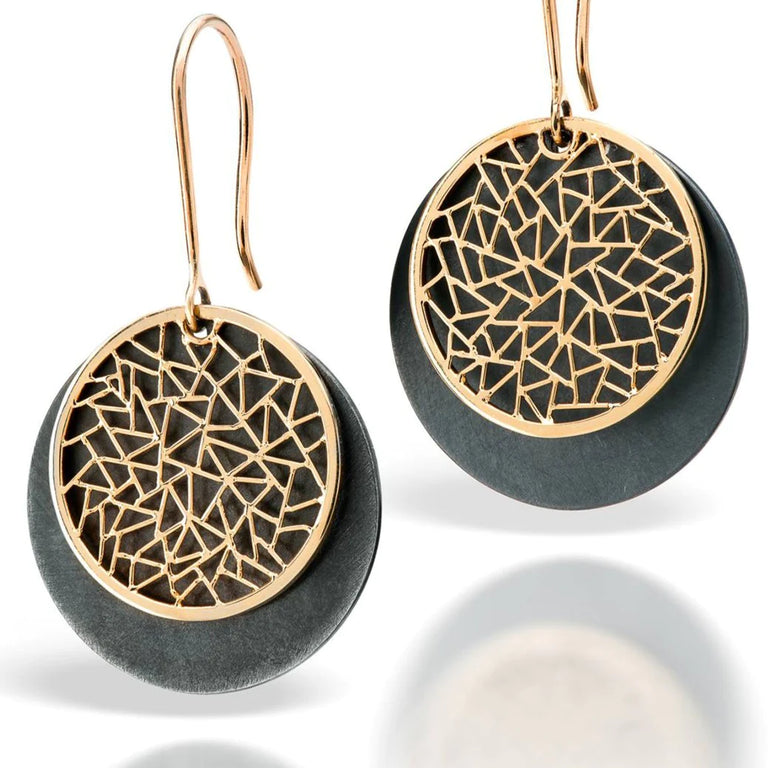 Gold Two-Tone Round Earrings