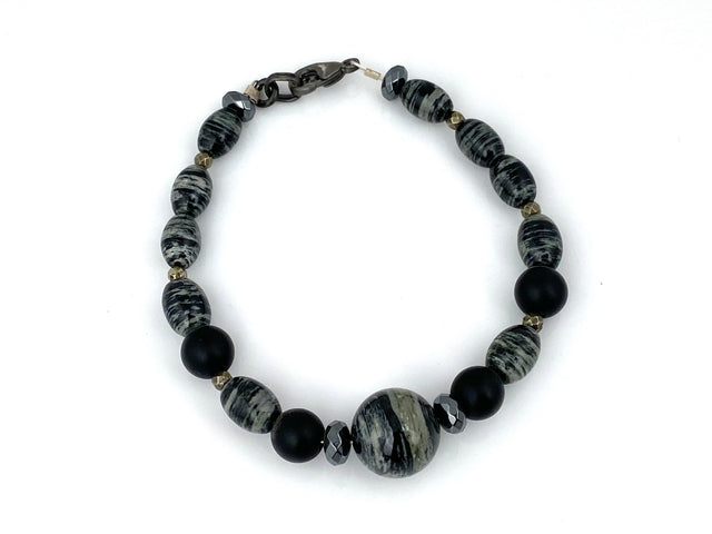 Silver Mist & Onyx Bracelet