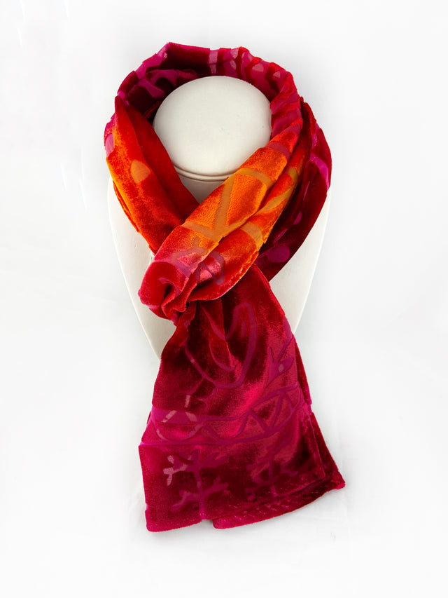 Red Devoré Velvet Scarf