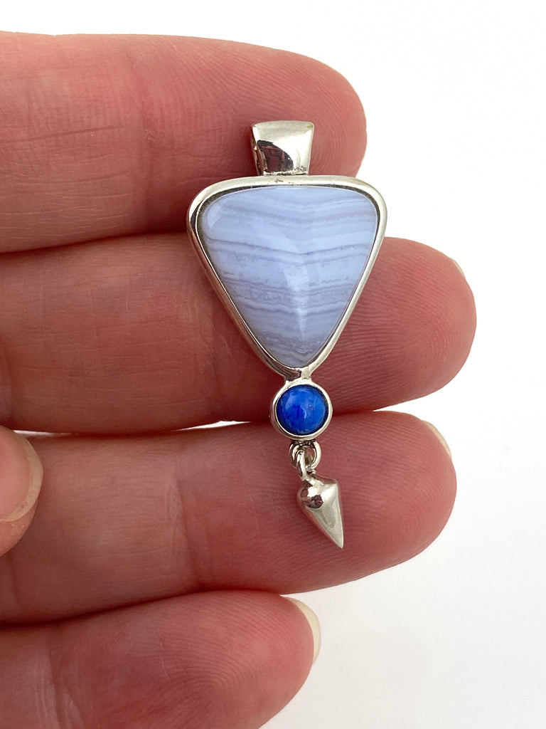 Blue Lace Agate Triangle Pendant