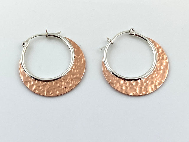 Hammered Silver & Copper Hoop