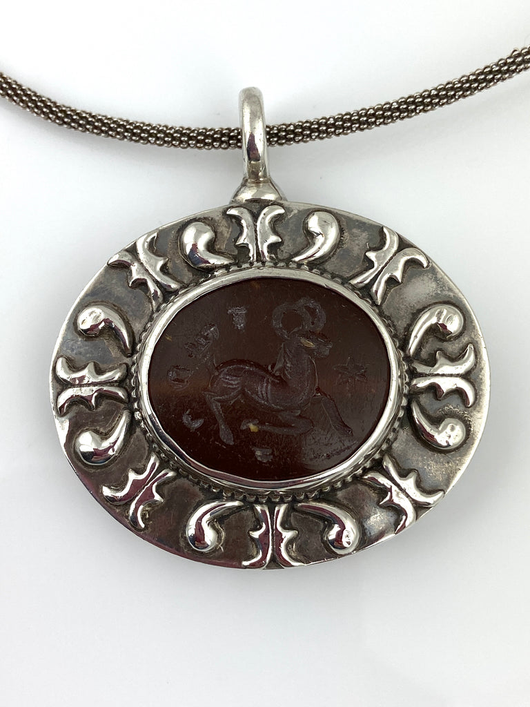 Vintage Crest Pendant Necklace
