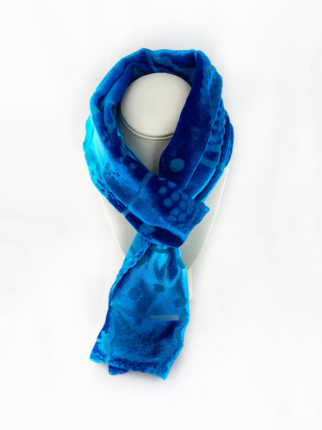 Blue Devoré Velvet Scarf