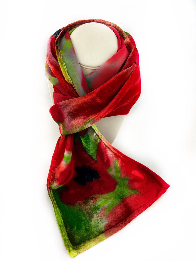 Poppies Velvet Scarf