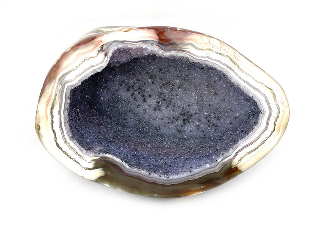 Fire Agate + Grey Drusy Geode