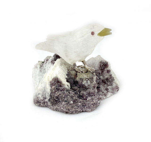 Rock Crystal Finch on Crystal Base