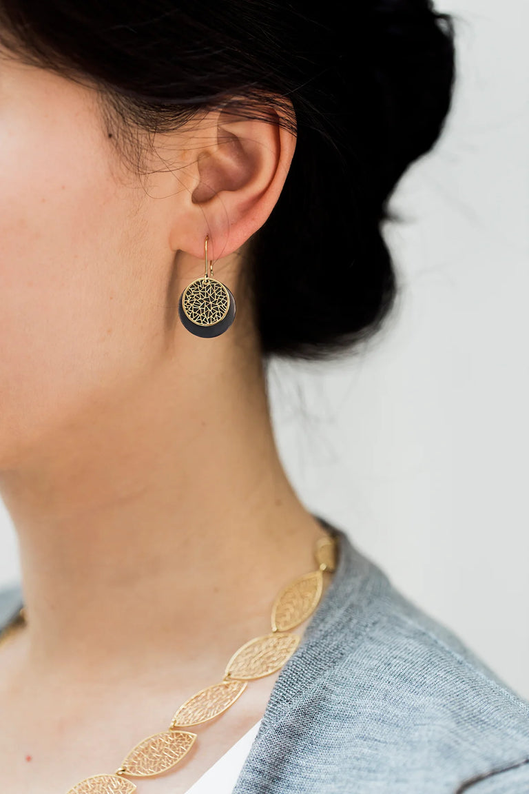 Gold Two-Tone Round Earrings