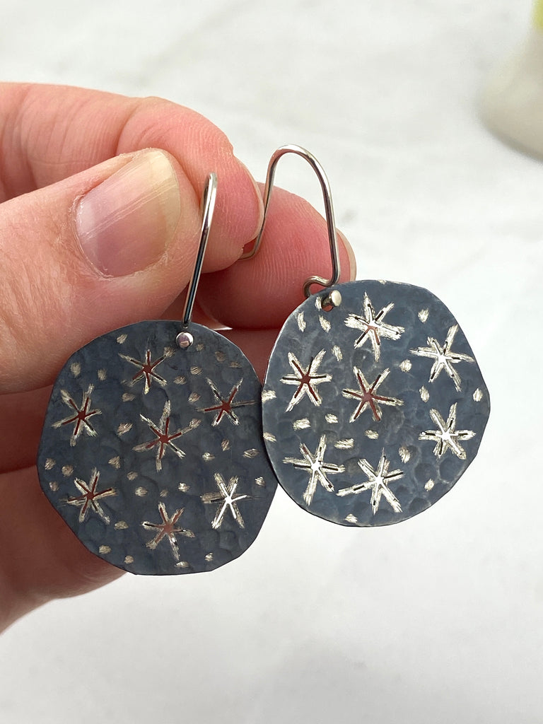 Medium Punched Stars Earrings