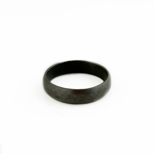 Hammered Oxidized Sterling Silver Dome Band